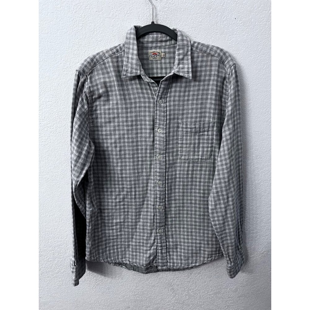 Faherty Brand the movement plaid grey flannel mens size large